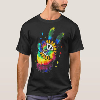 Camiseta Linguagem da Mão de Paz Girassol Sinal de Paz Tie 