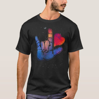 Camiseta Linguagem de Sinais Americana ASL Eu te amo em gír