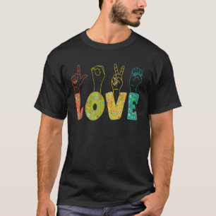 Camiseta Linguagem de Sinais ASL que te amo Linguagem de Si