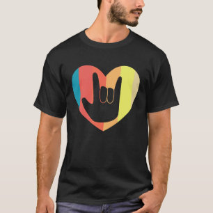 Camiseta Linguagem de Sinais Coração Amor Vintage Pessoas S