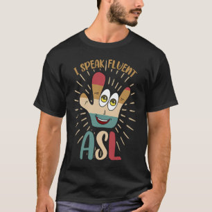 Camiseta linguagem de sinais de mão do Orgulho Surdo Fluent