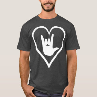 Camiseta Linguagem de Sinal Americano ASL Amo-Te Coração 1