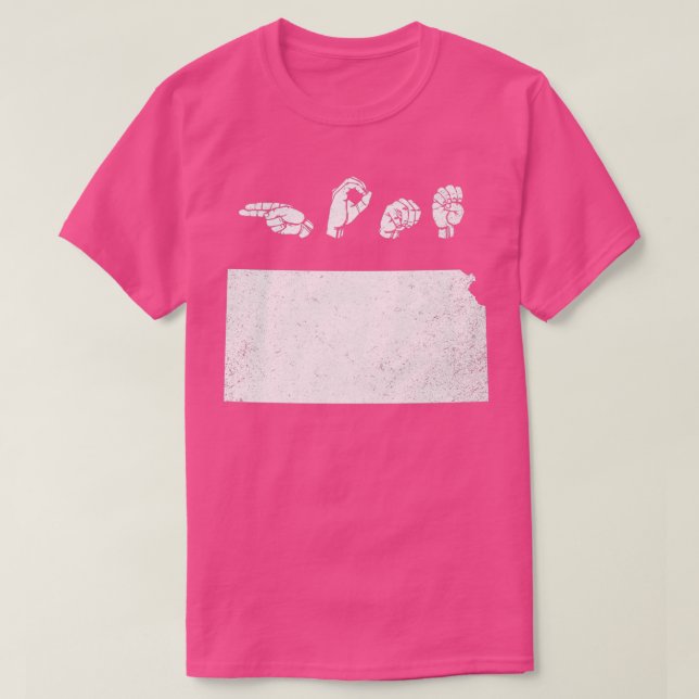 Camiseta Linguagem de Sinal Americano ASL Kansas Home T (Frente do Design)