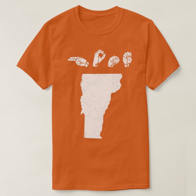 Camiseta Linguagem de Sinal Americano ASL Linguagem Vermont (Frente do Design)