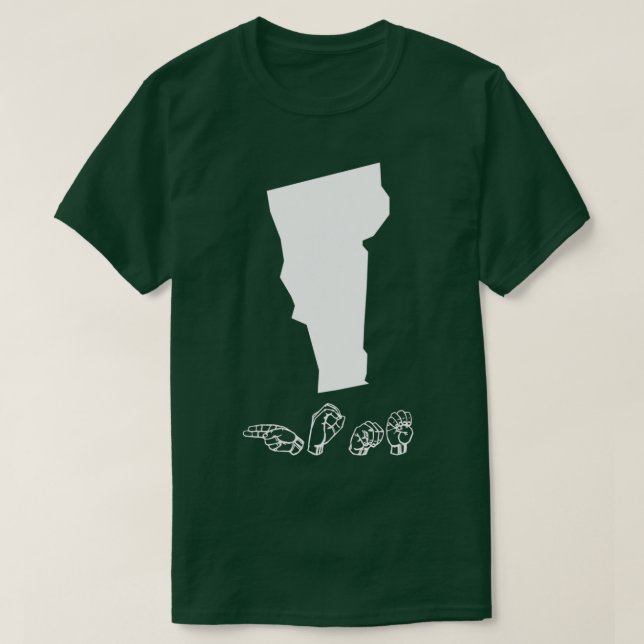 Camiseta Linguagem de Sinal Americano ASL Vermont T (Frente do Design)