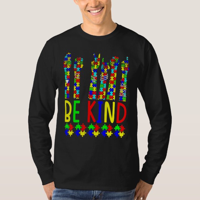 Camiseta Linguagem de Sinal Americano Seja gentil Quebra-ca (Frente)