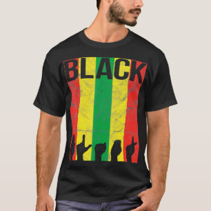 Camiseta Linguagem de Sinal de ASL Preta Histórico Preto T