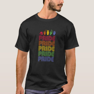 Camiseta Linguagem de Sinal de Mão Lgbtq+ Orgulho Vintage C
