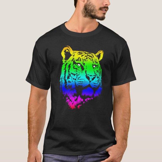 Camiseta Linha 3 Real de Pele de Cabeça de Tigre (Frente)