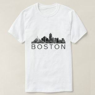 Camiseta linha aérea minimalista de Boston   Linha Skyline 