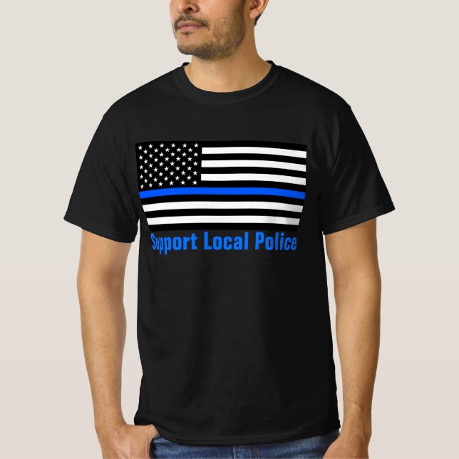 Camiseta Linha Azul Fino da Polícia Local (Frente)