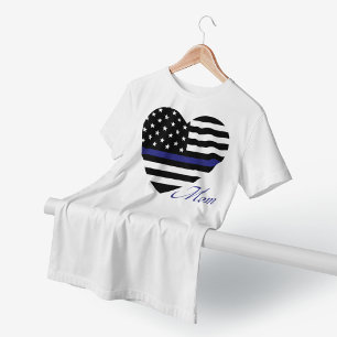Camiseta Linha Azul Fino: Polícia Mãe Tanque em Cima