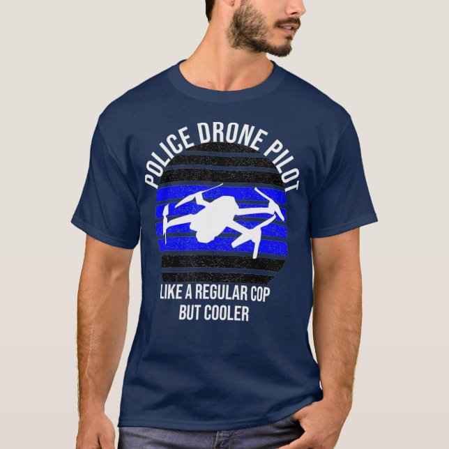 Camiseta Linha Azul Piloto Drone Policial (Frente)