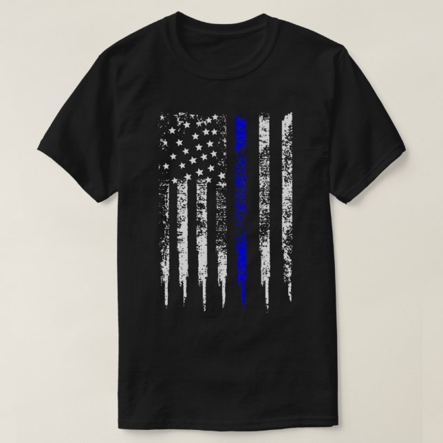 Camiseta Linha Azul Thin US FLag DISTRESSED Police Law Enfo (Frente do Design)