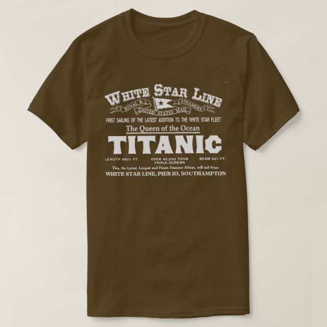Camiseta Linha Branca de Titanic (Frente do Design)