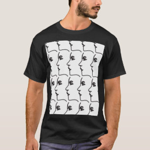 Camiseta Linha contínua, perfis faciais, ilustração artísti
