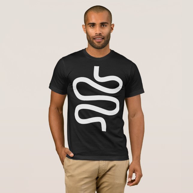 Camiseta Linha Curva - Branco em Preto (Frente Completa)