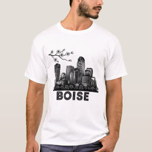 Camiseta Linha de Arte da Cidade de Boise - Urba Preta e Br