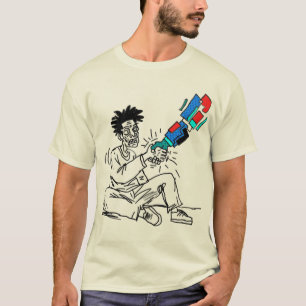 Camiseta Linha de Arte de Colaboração entre Humano e Robô