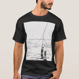 Camiseta Linha de Arte de Lançamento de Linha de Lago com C