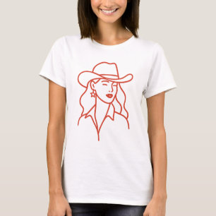 Camiseta Linha de Arte Moderna de Cowgirl Festa de Solteira