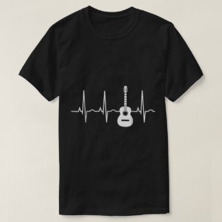 Camiseta Linha de Batimento Cardíaco de Guitarra Design de