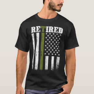 Camiseta Linha de Camuflagem Verde Fino Reformada