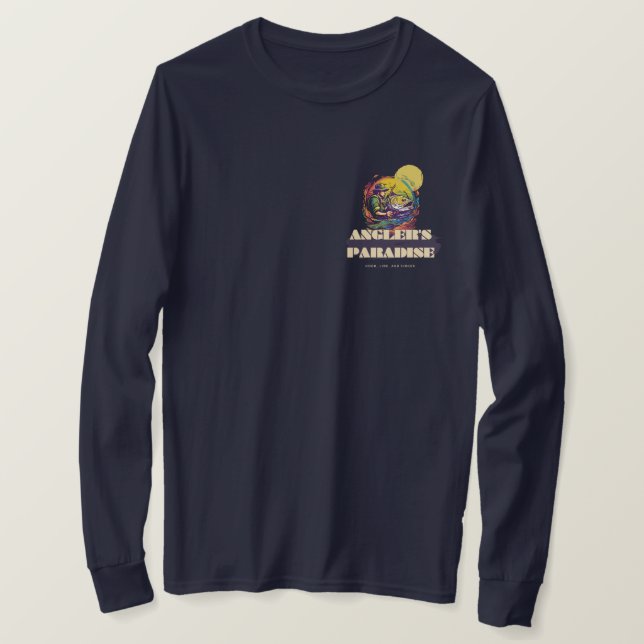 Camiseta Linha de gancho do paraíso anglês e pesca de afund (Frente do Design)