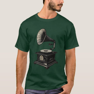 Camiseta Linha de Tocador de Discos Retro Clássico
