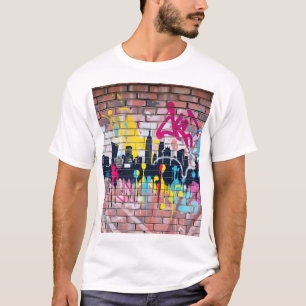 Camiseta Linha do céu de cidades pintadas por pulverização
