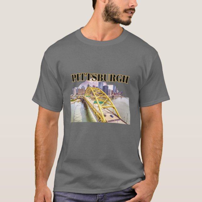 Camiseta Linha do horizonte Pittsburgh e Ponte Fort Pitt (Frente)