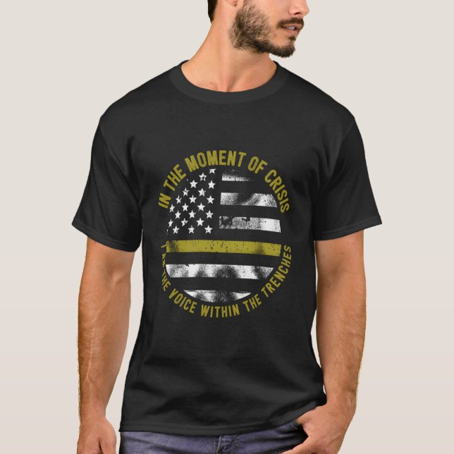 Camiseta Linha Dourada Magra Da Polícia E Do Bombeiro (Frente)