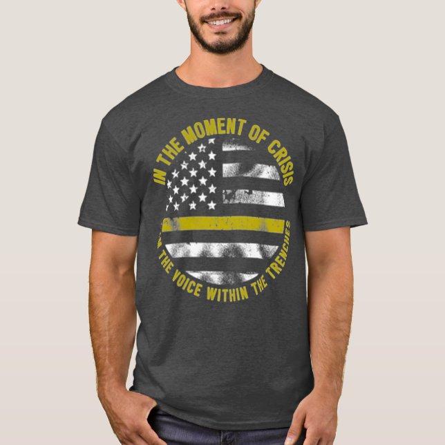 Camiseta Linha Dourada Magra Da Polícia E Fogo 911 (Frente)