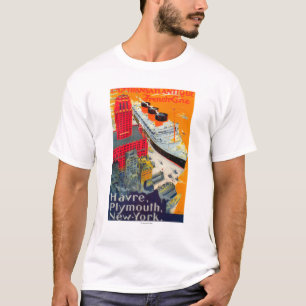 Camiseta Linha francesa poster de viagens, Havre a