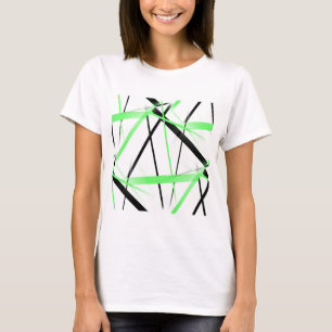 Camiseta Linha Moderna Geometria Fria Branco Preto Verde-Li