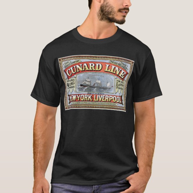 Camiseta Linha poster de Cunard de New York Liverpool (Frente)