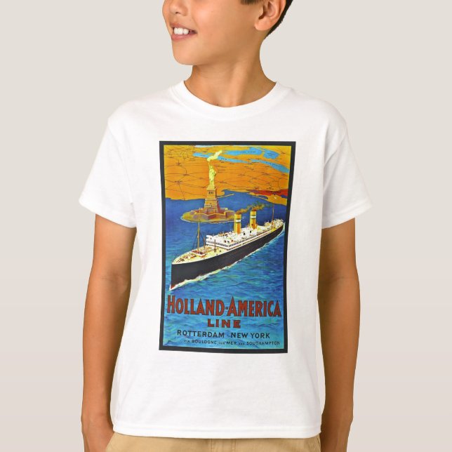 Camiseta Linha poster de Holland América das viagens (Frente)