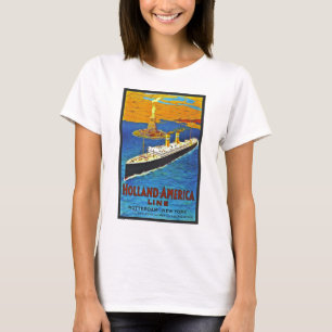 Camiseta Linha poster de Holland América das viagens