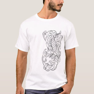 Camiseta Linha série 2 dos peixes de Koi da arte T