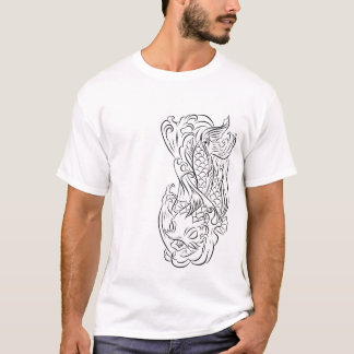 Camiseta Linha série 2 dos peixes de Koi da arte T