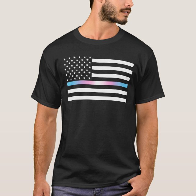 Camiseta Linha Thin do Orgulho Trans dos EUA (Frente)