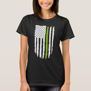 Camiseta Linha Verde Fina Bandeira Americana Para Vegan E V