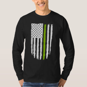 Camiseta Linha Verde Fina Bandeira Americana Para Vegan E V