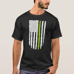 Camiseta Linha Verde Fina Bandeira Americana Para Vegan E V