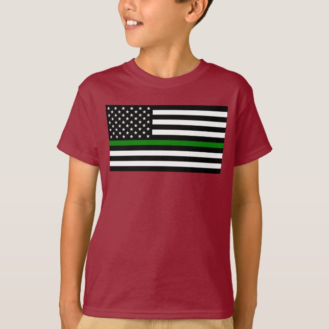 Camiseta Linha Verde fina - Bandeira Militar e Veteranos Am (Frente)