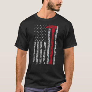 Camiseta Linha vermelha fina Ax, bandeira americana Patriot