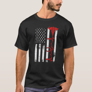 Camiseta Linha Vermelha Fina Bandeira dos EUA Enfermeira Pa