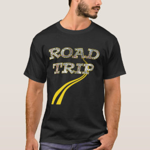 Camiseta Linhas amarelas viagem por estrada do mapa da