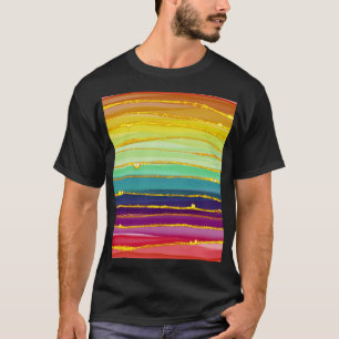 Camiseta Linhas arco-íris: composição de luxo abstrato.
