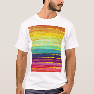 Camiseta Linhas arco-íris: composição de luxo abstrato.